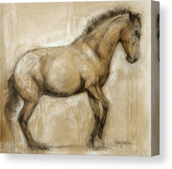 Horse Canvas Print featuring the painting Lock and Load by Mary Leslie