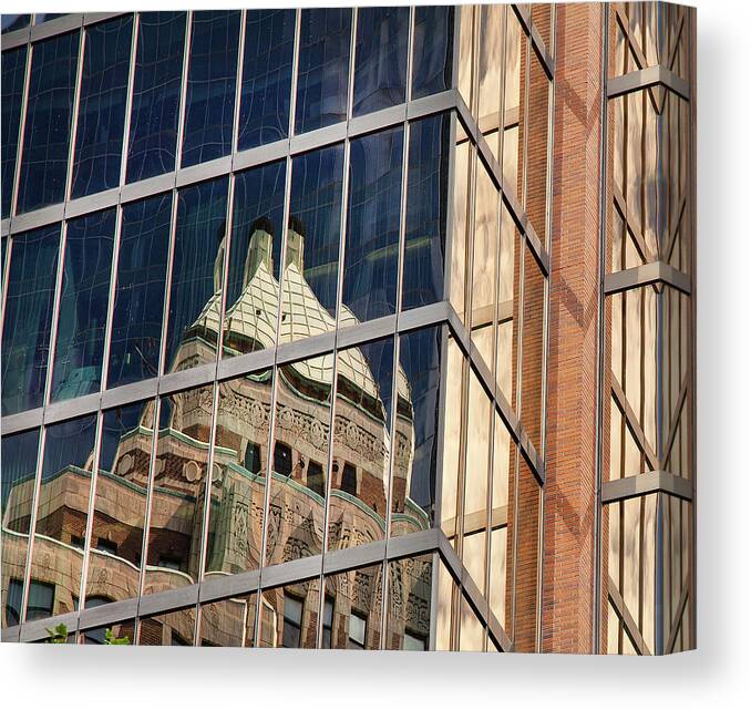  Vancouver Canvas Print featuring the photograph Art Deco Reflection Vancouver by Theresa Tahara