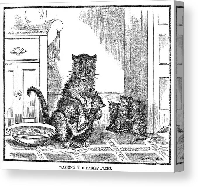 1880 Canvas Print featuring the photograph Mother Cat, 1880 by Granger