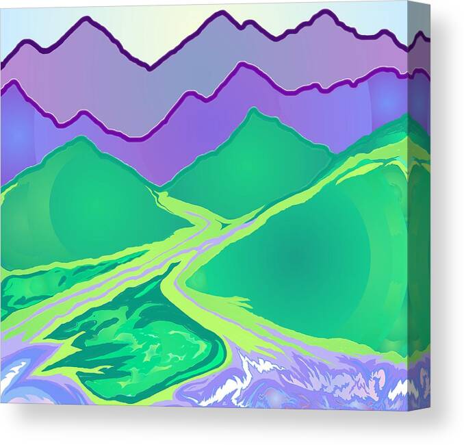 Mountains Canvas Print featuring the digital art Mountain Murmurs by Julia Woodman