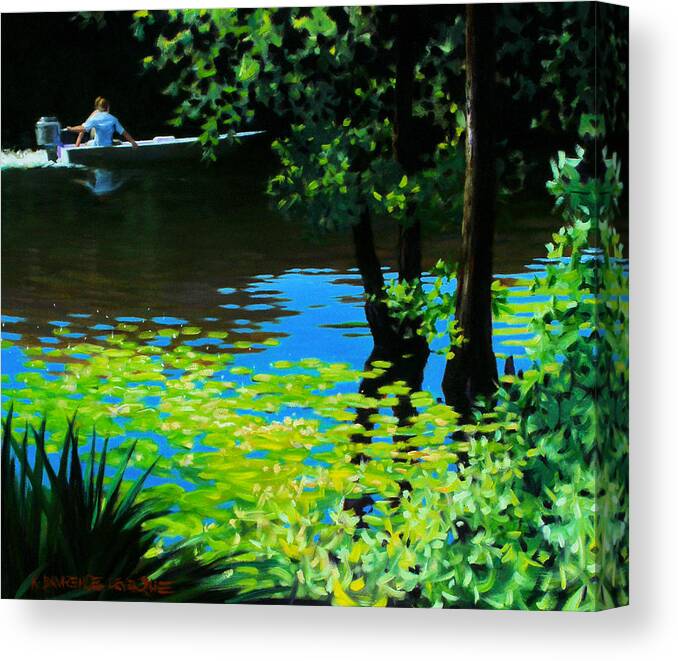 Calcasieu River Canvas Print featuring the painting On the Calcasieu by Kevin Leveque