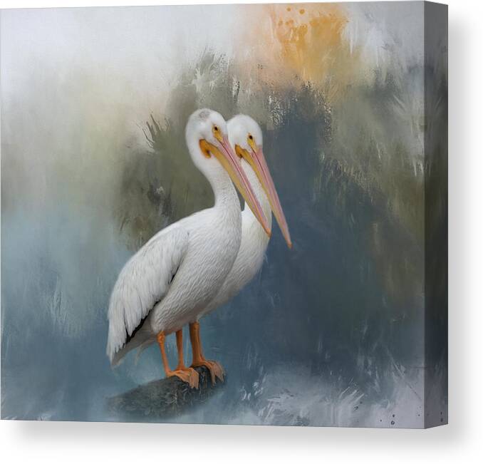 Pelican Canvas Print featuring the photograph Pelican Pair by Kim Hojnacki