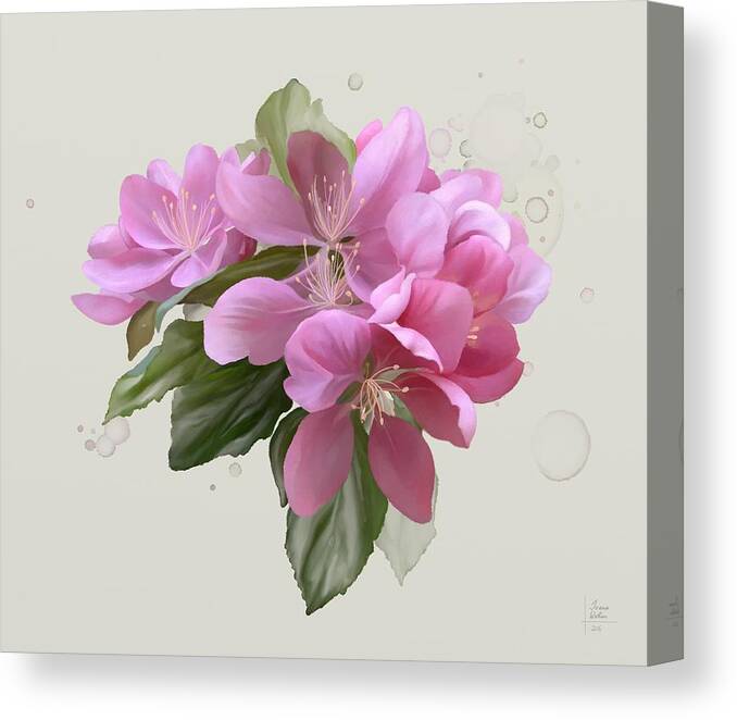  Floral Canvas Print featuring the painting Pink blossoms by Ivana Westin