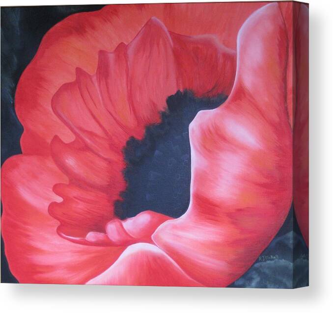 Red Poppy Canvas Print featuring the painting Radiant Poppy by RJ McNall