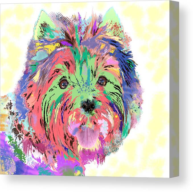 Rainbow Canvas Print featuring the painting Rainbow Toto . Colorful Dog by Renee Trenholm