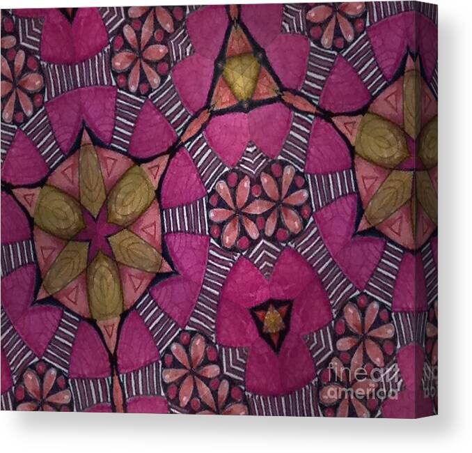 Zentangle Canvas Print featuring the mixed media Raspberry Sherbet by Ruth Dailey