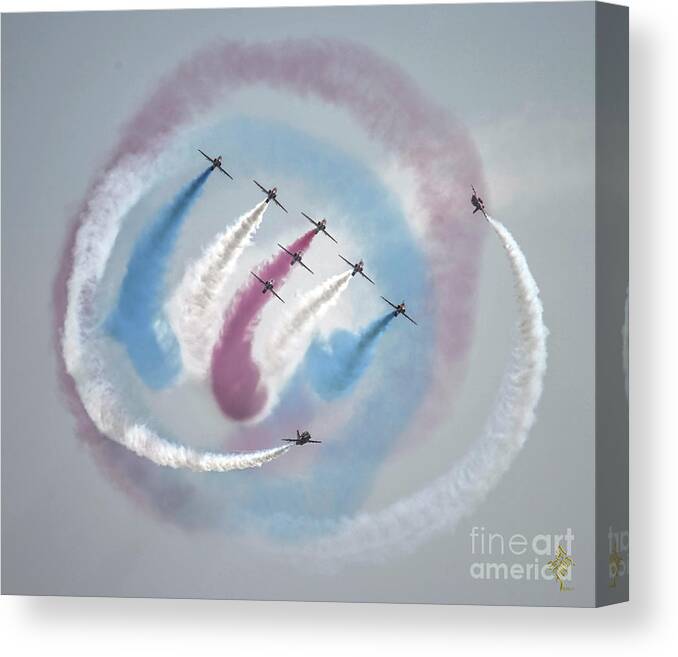 Raf Red Arrows Canvas Print featuring the photograph Red Arrows Eyes in the Sky by Syed Muhammad Munir ul Haq