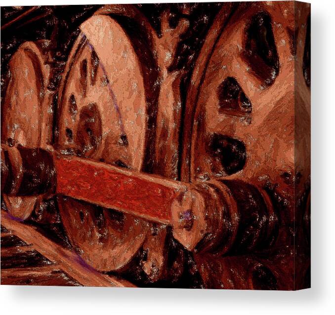 Train Canvas Print featuring the digital art Red Coupling Rod by Chuck Mountain
