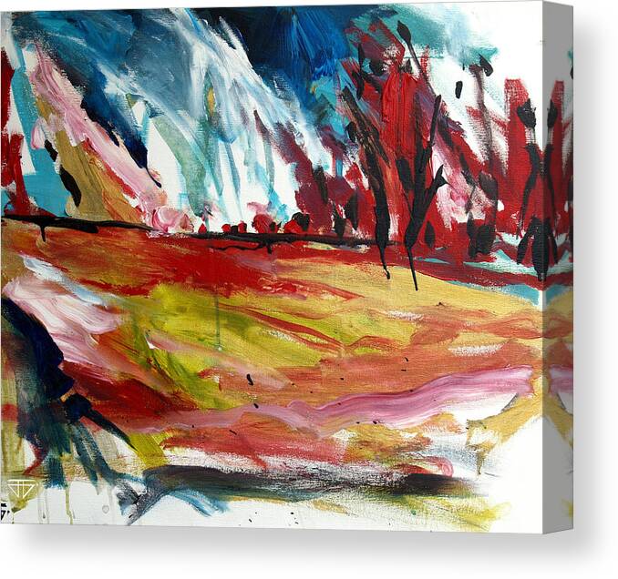  Canvas Print featuring the painting Red Forest by John Gholson