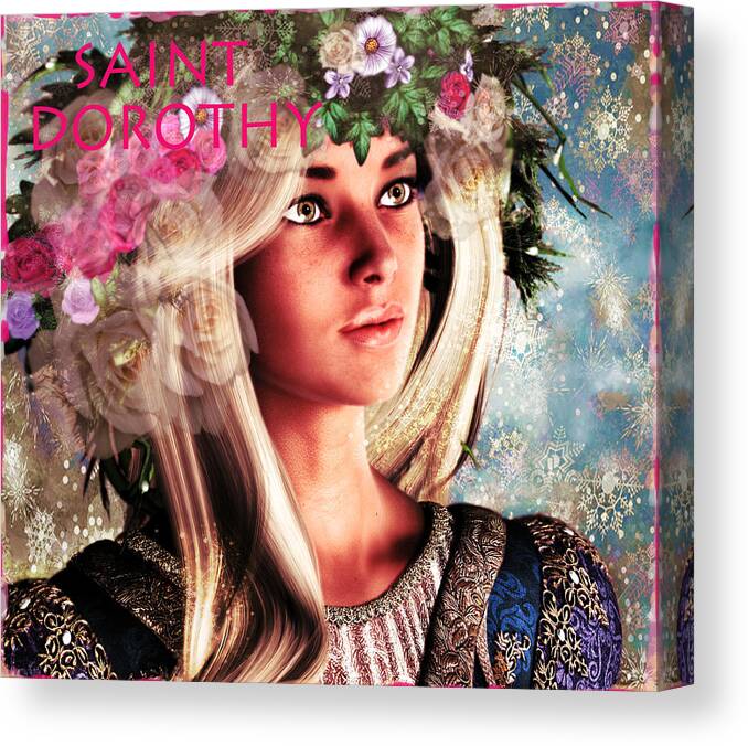 Saint Canvas Print featuring the painting Saint Dorothy of Caesarea Winter Vision by Suzanne Silvir