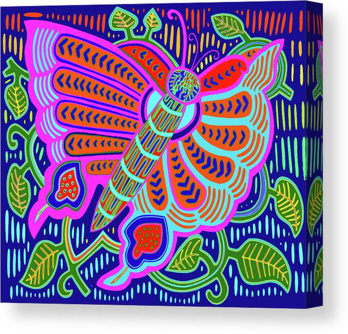 Mariposa Canvas Print featuring the digital art San Blas Kuna Butterfly by Vagabond Folk Art - Virginia Vivier