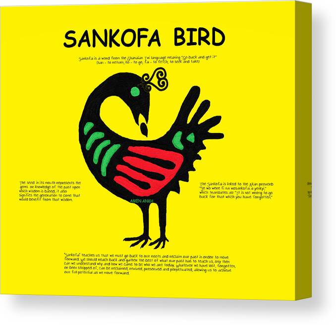 Sankofa Bird Of Knowledge Canvas Print featuring the digital art Sankofa Bird of Knowledge by Adenike AmenRa