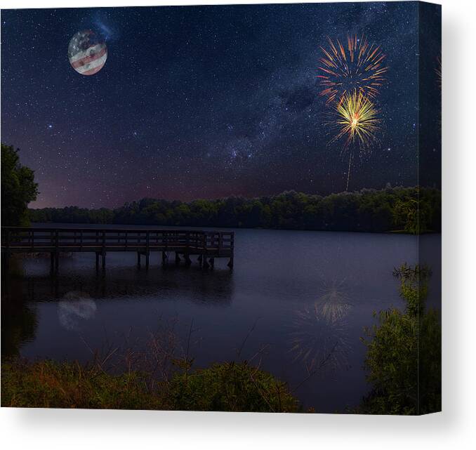 Landscape Canvas Print featuring the photograph Star Spangled Lake by David Palmer