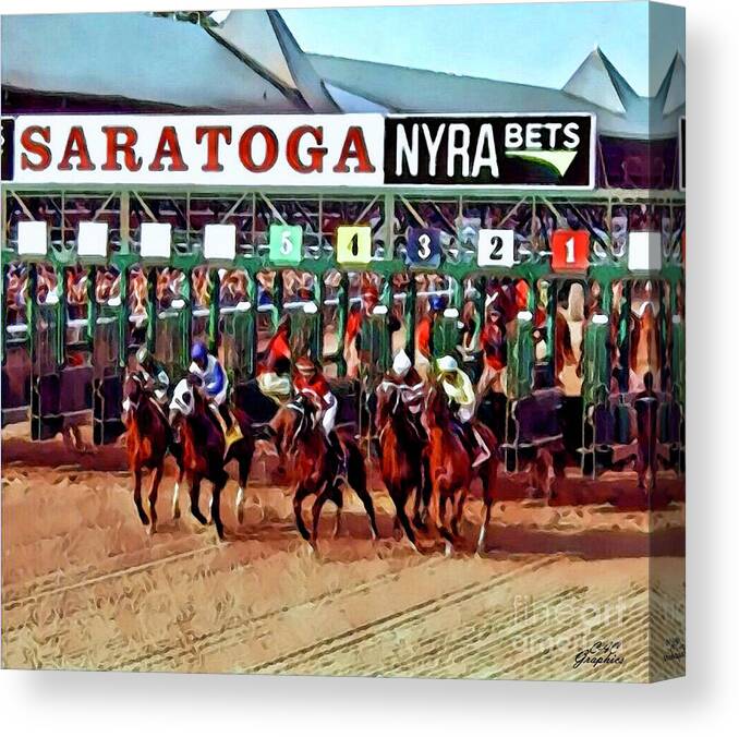 Saratoga Canvas Print featuring the digital art Starting Gate Saratoga by CAC Graphics