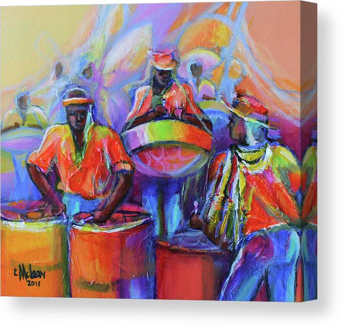 Abstract Canvas Print featuring the painting Steel Pan Carnival by Cynthia McLean
