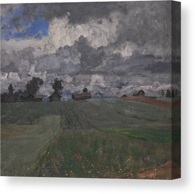 Isaac Levitan Canvas Print featuring the painting Stormy Day by Isaac Levitan