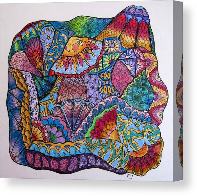 Tangles Canvas Print featuring the drawing Tanglemania by Megan Walsh