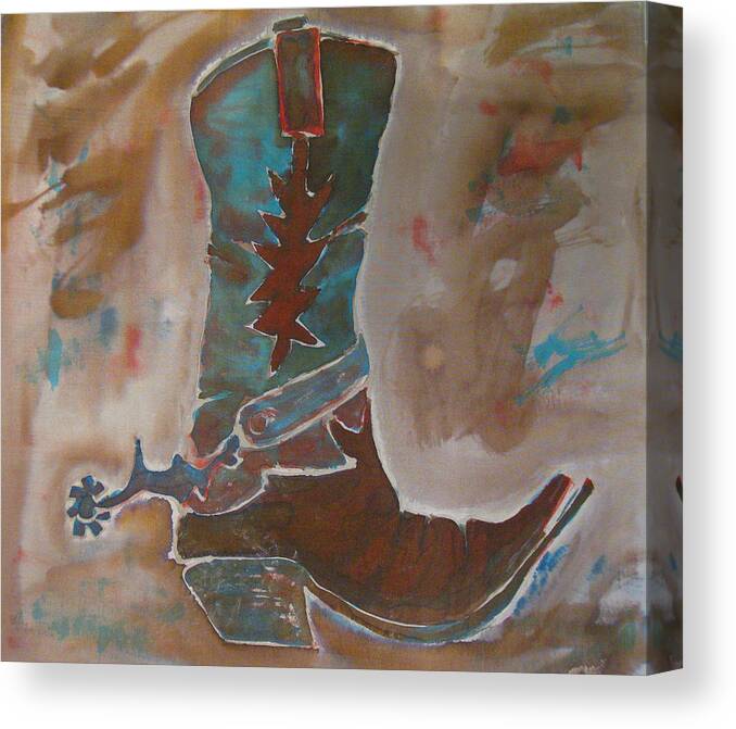 Cowboy Boots Canvas Print featuring the painting Texas One Step by Kelly Smith