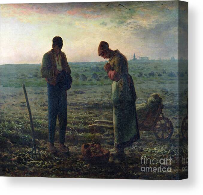 The Canvas Print featuring the painting The Angelus by Jean-Francois Millet