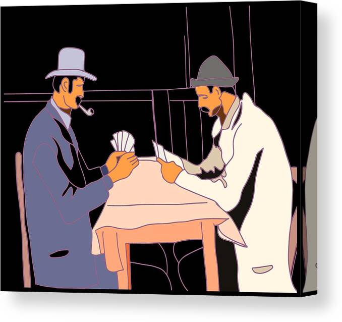 Card Canvas Print featuring the digital art The card players by Piotr Dulski