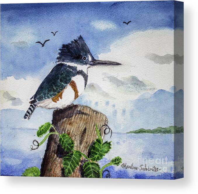 Bird Canvas Print featuring the painting The Fisher Queen by Marlene Schwartz Massey