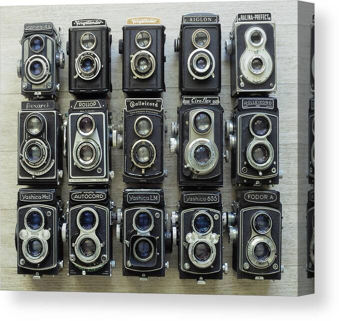 Camera Canvas Print featuring the photograph TLR Cameras by Keith Hawley