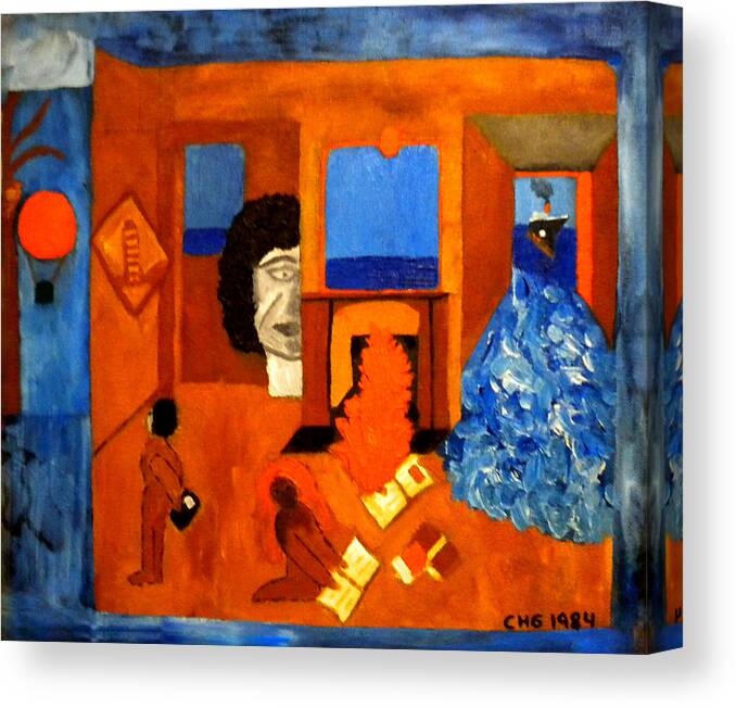 Colette Canvas Print featuring the painting Trying to find the way out or is it better to stay  by Colette V Hera Guggenheim