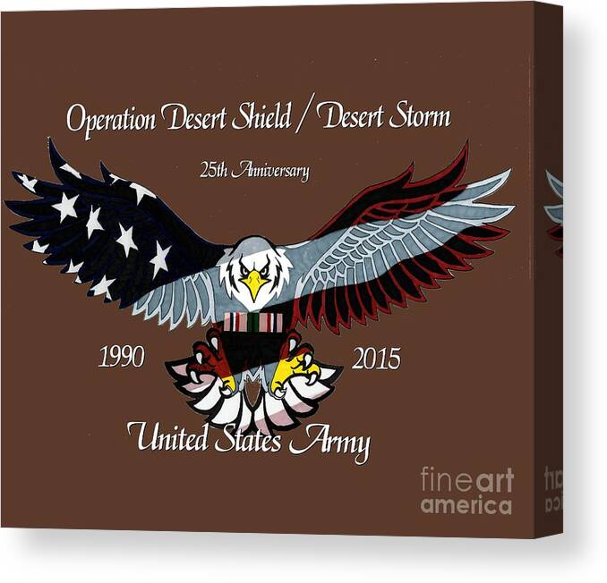 United Canvas Print featuring the drawing US Army Desert Storm by Bill Richards