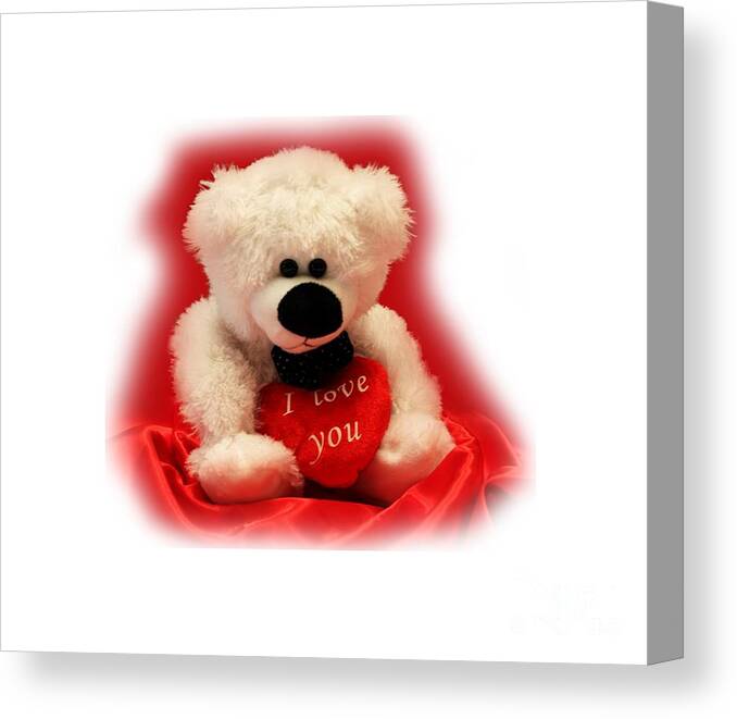 Holiday Canvas Print featuring the photograph Valentine Bear by Linda Phelps