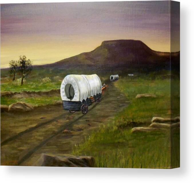 Wagon Canvas Print featuring the painting Wagons West by Sheri Keith