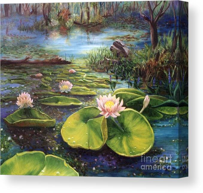 Waterlily Canvas Print featuring the painting Waterlilies by Renate Wesley