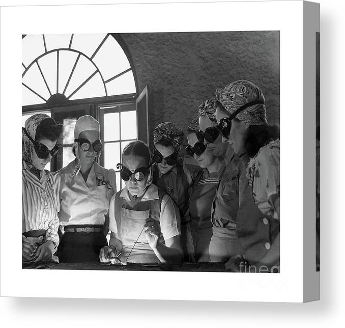 History Canvas Print featuring the photograph Women at work as Welders in the United States in World War II by Doc Braham