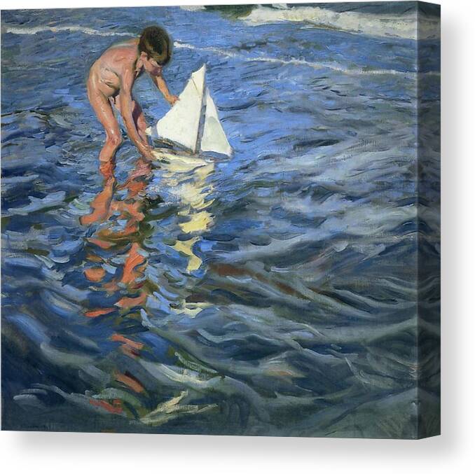 Joaquin Sorolla Canvas Print featuring the painting Young Yachtsman by Joaquin Sorolla