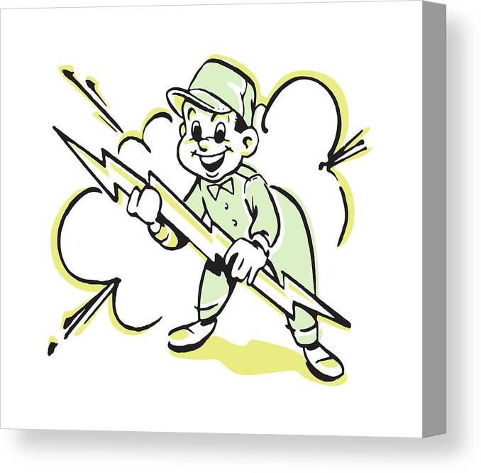 Adult Canvas Print featuring the drawing Boy with Lightning Bolt #1 by CSA Images