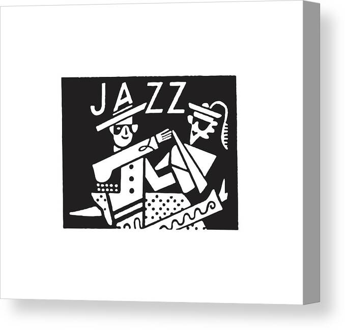 Activity Canvas Print featuring the drawing Man and Woman Jazz Dancing #1 by CSA Images