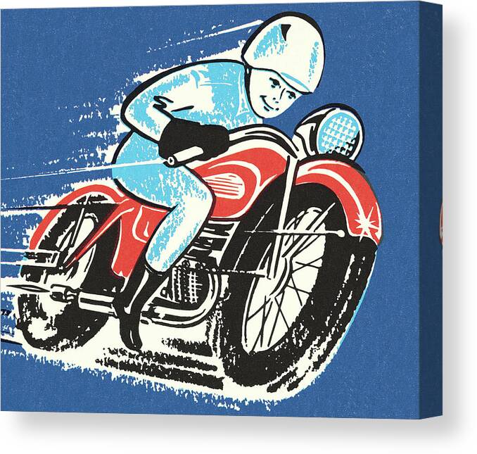 Bike Canvas Print featuring the drawing Motorcycle Racer by CSA Images