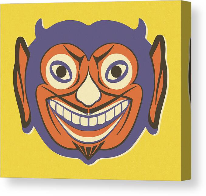 Campy Canvas Print featuring the drawing Smiling Devil #1 by CSA Images