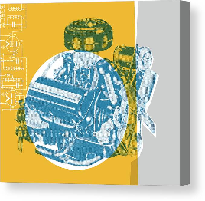 Auto Canvas Print featuring the drawing Engine #2 by CSA Images