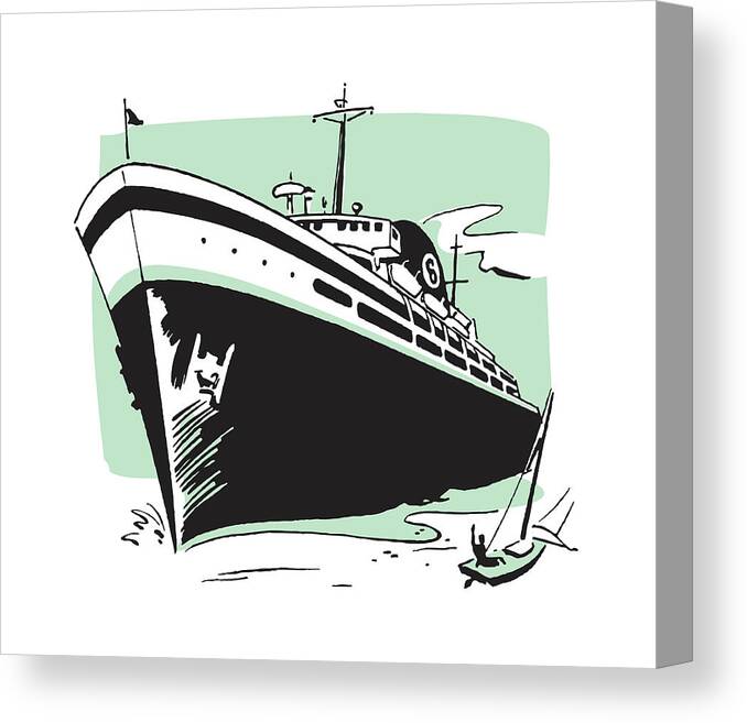 Activity Canvas Print featuring the drawing Large Ship #2 by CSA Images