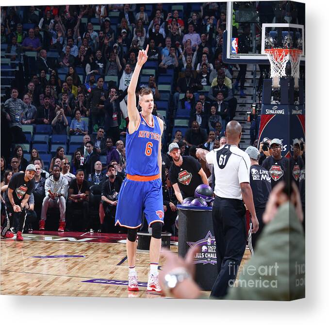 Kristaps Porzingis Canvas Print featuring the photograph Taco Bell Skills Challenge 2017 #2 by Nathaniel S. Butler