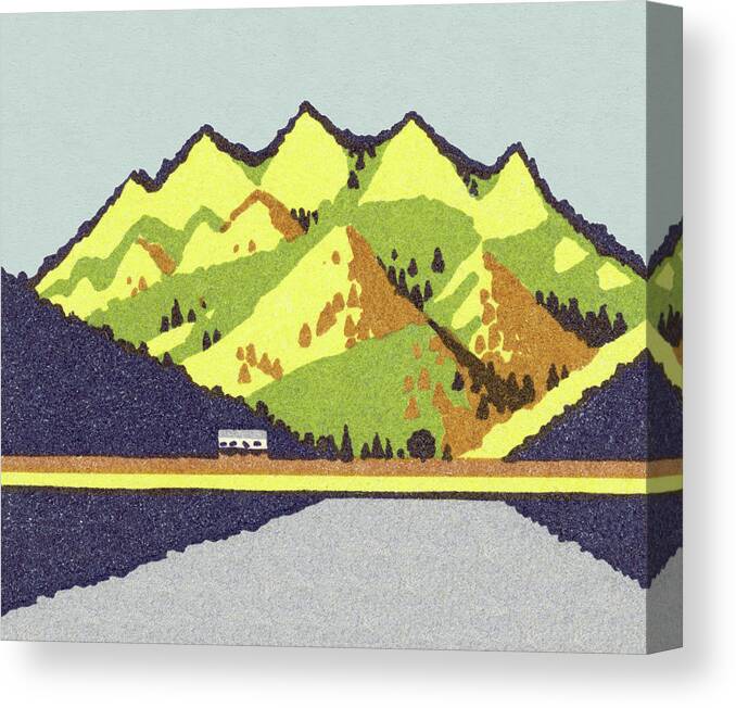 Campy Canvas Print featuring the drawing Mountain Landscape by CSA Images