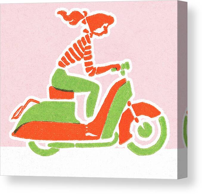 Adult Canvas Print featuring the drawing Scooter by CSA Images