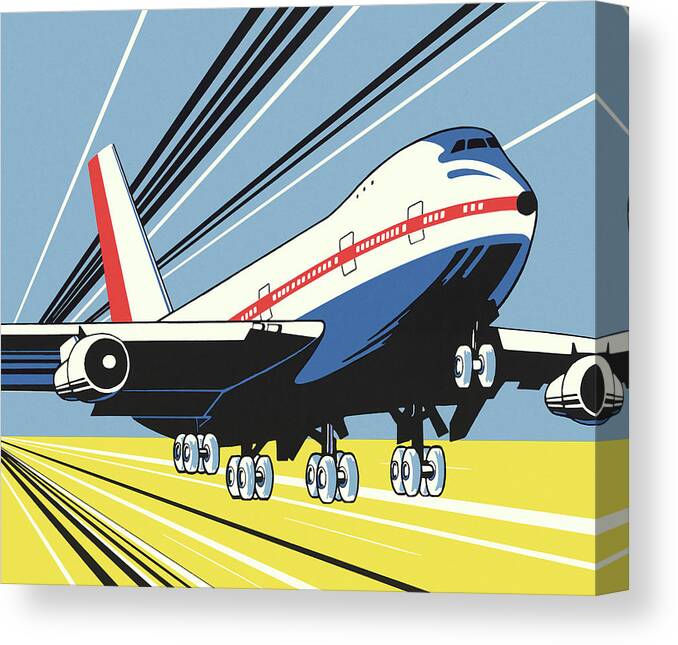 Air Travel Canvas Print featuring the drawing Large Airplane #4 by CSA Images