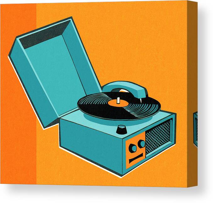 Album Canvas Print featuring the drawing Record Player #9 by CSA Images