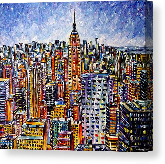 I Love New York Canvas Print featuring the painting Above New York by Mirek Kuzniar