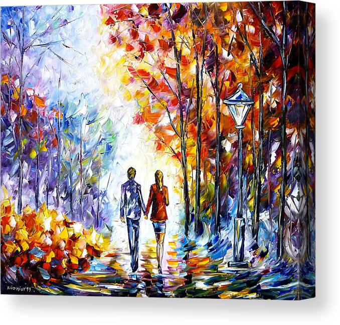 Autumn Landscape Canvas Print featuring the painting Autumn Couple by Mirek Kuzniar