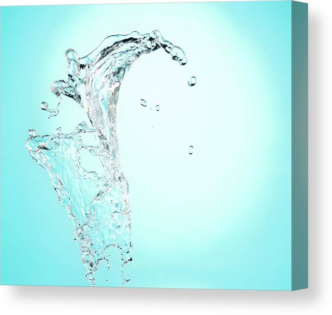 Purity Canvas Print featuring the photograph Big Crest Splash Of Clean Water On Blue by Chris Stein