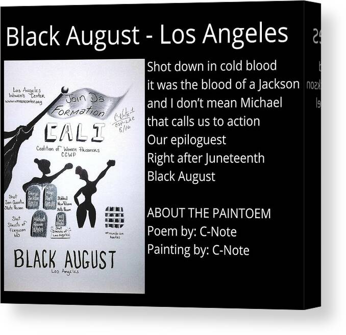 Black Art Canvas Print featuring the digital art Black August - Los Angeles Paintoem by Donald C-Note Hooker