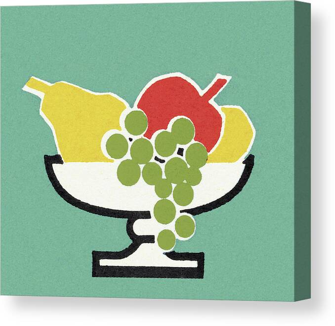 Apple Canvas Print featuring the drawing Bowl of Fruit by CSA Images