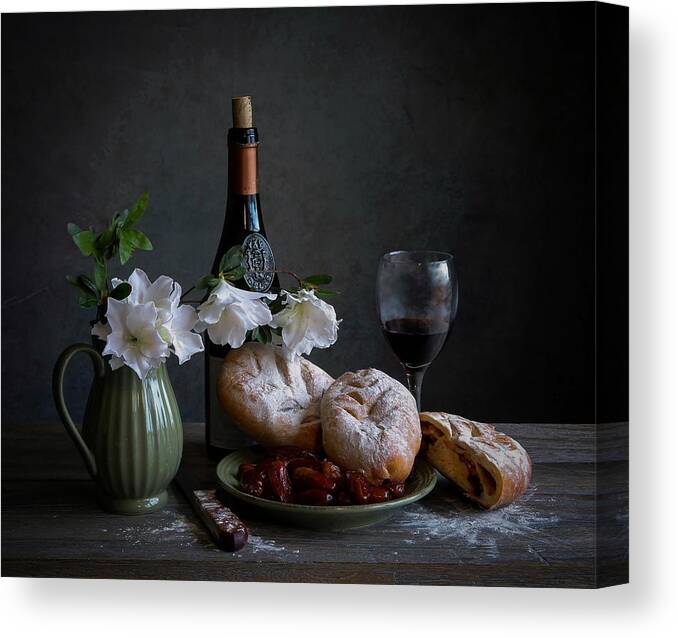  Canvas Print featuring the photograph Bread And Wine by Fangping Zhou